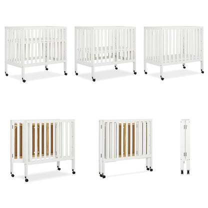 Jett Non-Full Size Folding Convertible Crib, Lightweight Portable Crib, Three Adjustable Mattress Height Settings, Easy to Fold Travel Crib, 1.5” Mattress Pad Included