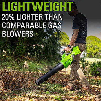Greenworks 40V (120 MPH / 500 CFM / 75+ Compatible Tools) Cordless Axial Leaf Blower, Tool Only