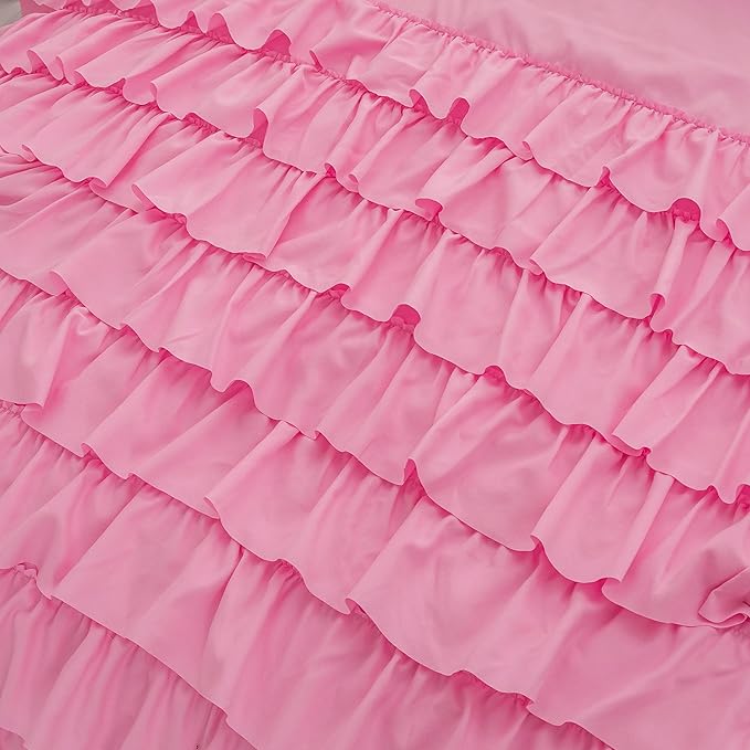Pink Twin Comforter Set for Girls, 5 Pcs Bed in a Bag Twin for Teen Girls, Princess Bedding Set for Girls, Twin Size Comforter Sets for Girls with 1 Fitted Sheet and 1 Flat Sheet