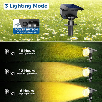 Peasur 1 Pack Solar Spot Lights Outdoor, Solar Spotlights Outdoor Waterproof 2-in-1 Auto On/Off Landscape Lighting for Outside Yard Garden (Warm White)