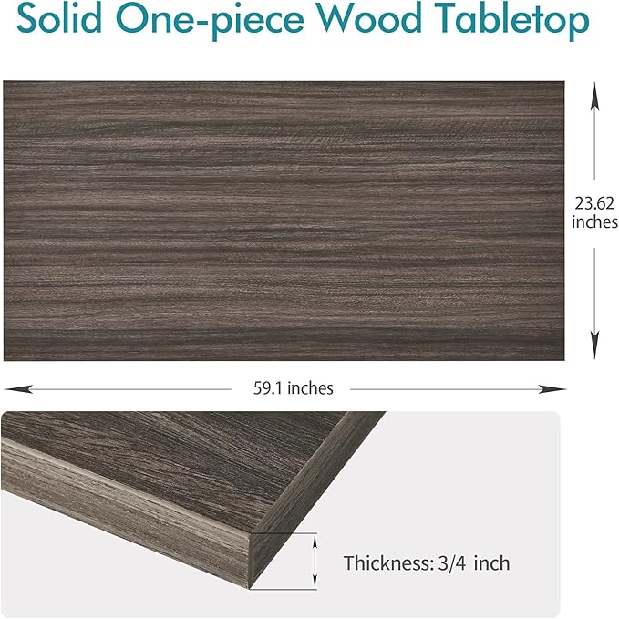 Kaboon Universal Tabletop 59.1"x23.62", Solid One-Piece Melamine Table Top, Double Desk L-Desk DIY, Home and Office Countertop,Eucalyptus/Dark Walnut
