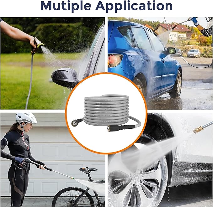 Giraffe Tools Pressure Washer Hose 25FT X 1/4", 3200 PSI Pressure Washing Hose, Kink Resistant, Heavy Duty Power Washer Hose, M22 to 3/8" Quick Connect Couplers for Replacement, 7 Accessories
