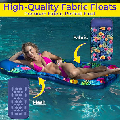 JAMBO Pool Floats, Large Fabric Pool Float, Comfortable Oversized Pool Floats for Adults, Heavy Duty Pool Air Mattress, Inflatable Lounge Raft, Tanning Pool Lounger, Tanning Chair, Pool Toys