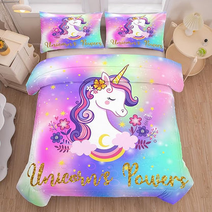 Tailor Shop Unicorn Comforter Sets King Size,Unicorn Bedding Sets for Girls Kids Teens with 2 Pillowcase…