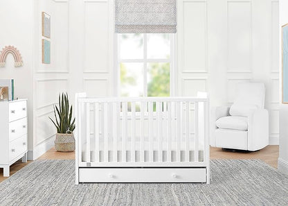 GAP babyGap Graham 4-in-1 Convertible Crib with Storage Drawer - Greenguard Gold Certified, Bianca White