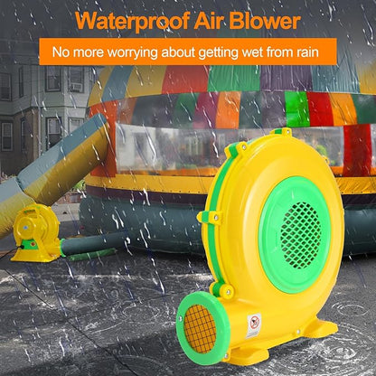 Bounce House Blower, 750W 1HP Commercial Air Blower with Double-Sided Fan Blade Design, Strong Wind and Great Heat Dissipation Properties for Medium and Large Bouncy Castle, Jump Slides, Arch