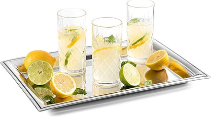 Royalty Art Kinsley Tall Highball Glasses, Set of 8, 12 oz Cups | Textured designer glassware, water, beer, soda, trendy elegant dishware, dishwasher safe