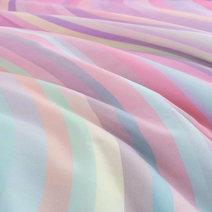 Btargot Super Soft 6 Pieces Gradient Wavy Line Comforter Set, Colorful Glitter Rainbow Star Pattern Bedding Set for Boys Girls Teens, Full Pink Green