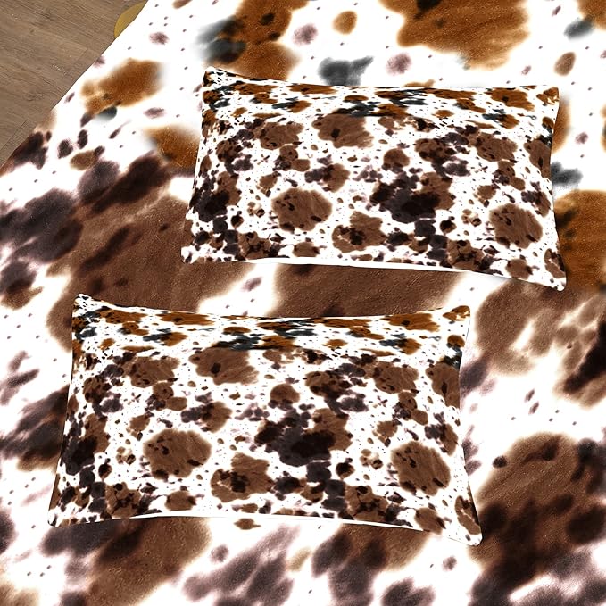Tailor Shop Cow Print Bedding Sets,Kids Twin Bedding Set,Cow Print Comforter Set for Boys Teens Girls,Black White Queen Soft Microfiber Cowhide Bedding Set with 1 Comforter and 1 Pillowcases…
