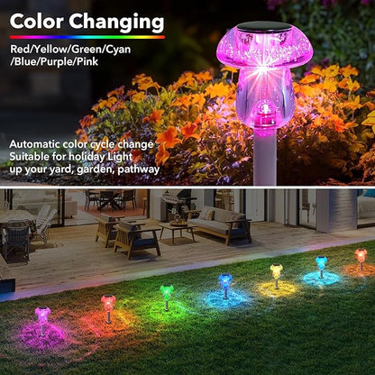 Solar Lights Outdoor, 16 Pack Mushroom Lights Outside Waterproof, Solar Powered LED Lighting for Garden, Yard, Landscape, Path, Pathway, Lawn, Walkway, Driveway, Backyard Decor (Color Changing)