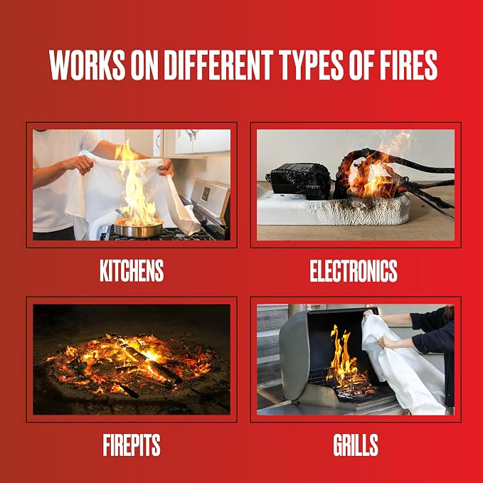Premium Defense Fire Blanket, Emergency Fire Blanket, Fire Extinguisher, Flame Suppression, Fiberglass