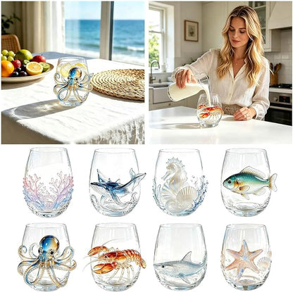 Artisan Blue Octopus Glassware Handmade 3D Ocean Decor Gift