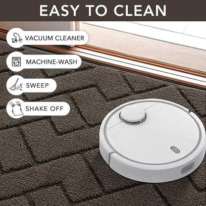 hicorfe Front Door Mat Outside Entrance,20"x31.5" Absorbent Muddy Dirt Resist Welcome Door Mats Outdoor Indoor,Stain and Fade Resistant,Non Slip Backing Entry Mat Doormat for Entryway(Latte)