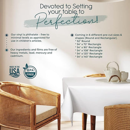 Quality Table Pad Protector, Superior Protection from Spills, Scratches & Heat - Reusable Vinyl Table Cloth with Cushion Flannel Backing (108" L x 54" W)
