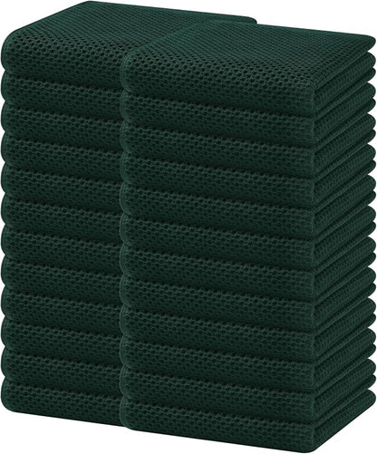 Homaxy 100% Cotton Waffle Weave Kitchen Dish Towels 24-Pack, Blackish Green | 13 x 28 Inches, Ultra Soft Absorbent Dish Towels, Quick Drying Cleaning Towels