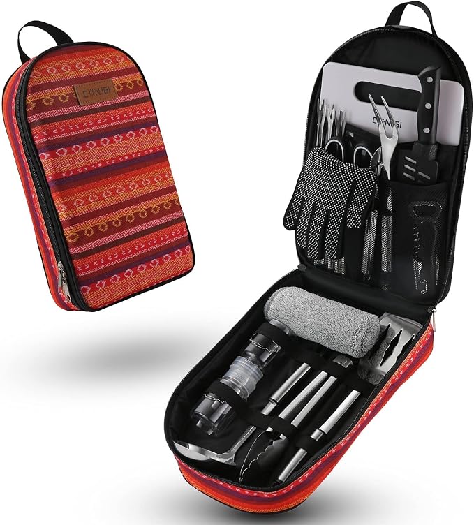 Camping Cookware Storage Bag - Camping Cooking Utensils Set Bag Camping Tool Portable Storage Bag Suitable for Knife, Fork, Spoon, Chopping Board, Chef's Knife,Kitchenware Storage