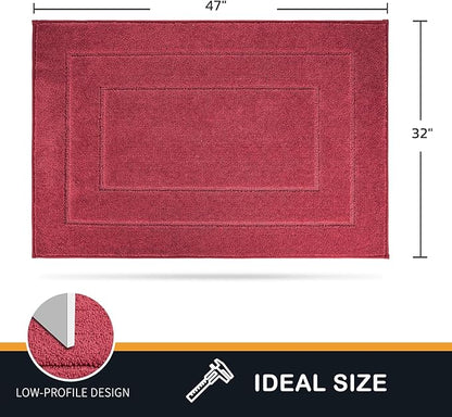 PURRUGS Dirt Trapping Door Mat 32" x 47", Non-Slip/Skid Machine Washable Entryway Rug, Dog Doormat, Super Absorbent Welcome Mat for Muddy Wet Shoes and Paws, Burgundy Red