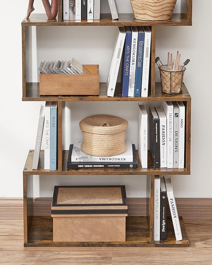 VASAGLE Bookcase, 5-Tier Bookshelf, Display Shelf and Room Divider, Freestanding Decorative Storage Shelving, Rustic Brown ULBC62BX, 27.6”L x 9.4”W x 62.6”H (70 x 24 x 159 cm)