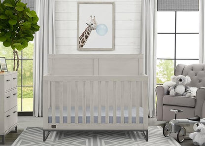 Simmons Kids Foundry 6-in-1 Convertible Baby Crib, Rustic Mist with Matte Black
