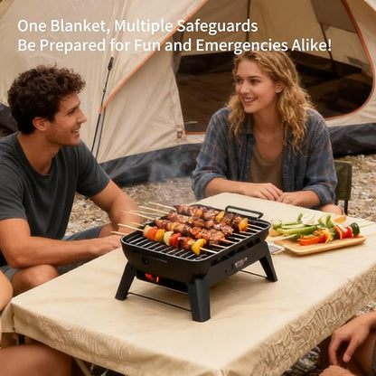 Fireproof Blanket,Made of Fiberglass with Bound Edges and Metal Perforations, can be Laid Flat or Hung up, Suitable for Camping, Home fire Protection,BBQ Grill mats.(17.72x17.72 Inch, Khaki)