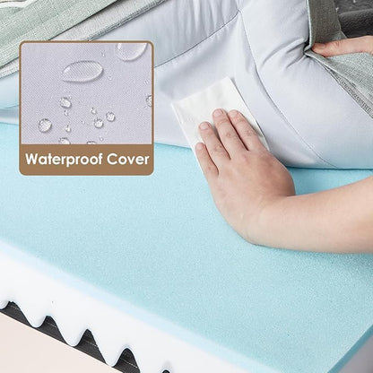 EHEYCIGA Orthopedic Dog Beds for Large Dogs, Waterproof Memory Foam Large Dog Bed with Sides, Non-Slip Bottom and Egg-Crate Foam Large Dog Couch Bed with Washable Removable Cover, Greyish Green