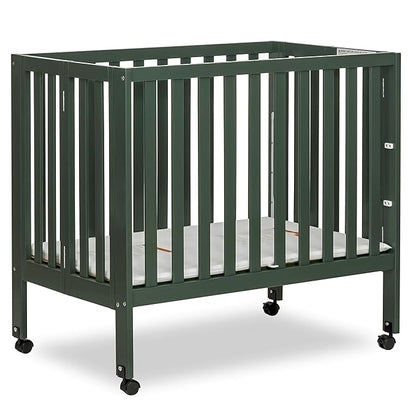 Jett Non-Full Size Folding Convertible Crib, Lightweight Portable Crib, Three Adjustable Mattress Height Settings, Easy to Fold Travel Crib, 1.5” Mattress Pad Included