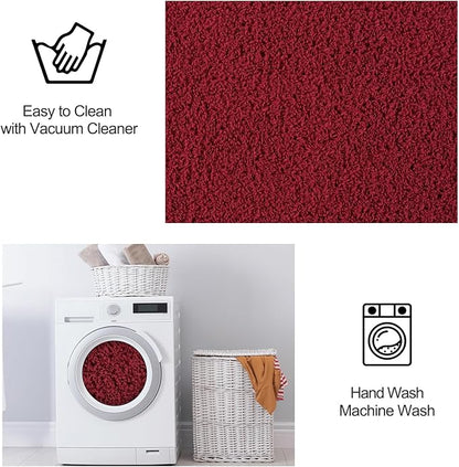 Area Rugs for Bedroom Living Room, 6x9 Rose Red Super Soft Comfy Thickened Memory-Foam Indoor Carpets, Modern Aesthetic Minimalist Carpet for Boys Girls Adults Apartment Nursery Home Décor