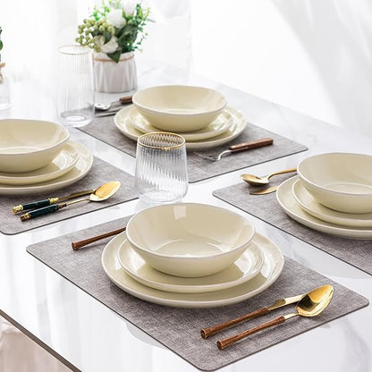 AmorArc Ceramic Dinnerware Sets,Handmade Reactive Glaze Plates and Bowls Sets,Highly Chip and Crack Resistant | Dishwasher & Microwave Safe Dishes Set, Service for 4 (12pc)