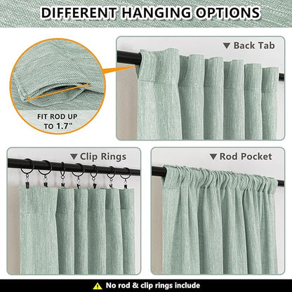 MYSKY HOME Living Room Curtains for Windows Semi Sheer Curtains 90 Inch Length Boho Room Decor Sliding Glass Patio Doorways Light Filtering Privacy Protect Soft Texture, Aqua, 50" x 90", 2 Panels