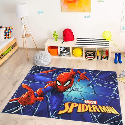 Gertmenian Marvel Rug Boys Childrens Bedroom Decor Kids Home Play Room Mat Bedding Area Carpet; 54x78 Large; Spiderman Superhero Multi-Colored Navy Blue; 47326