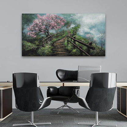 Canvas Wall Art Decor Wall Art Pictures for Living Room Tree of Life Wall Art Prints Canvas Art Wall Decor Foggy Trail Artwork for Walls Tree Flower Wall Art Decor for Room Home Office Wall Decor 20" X 40"