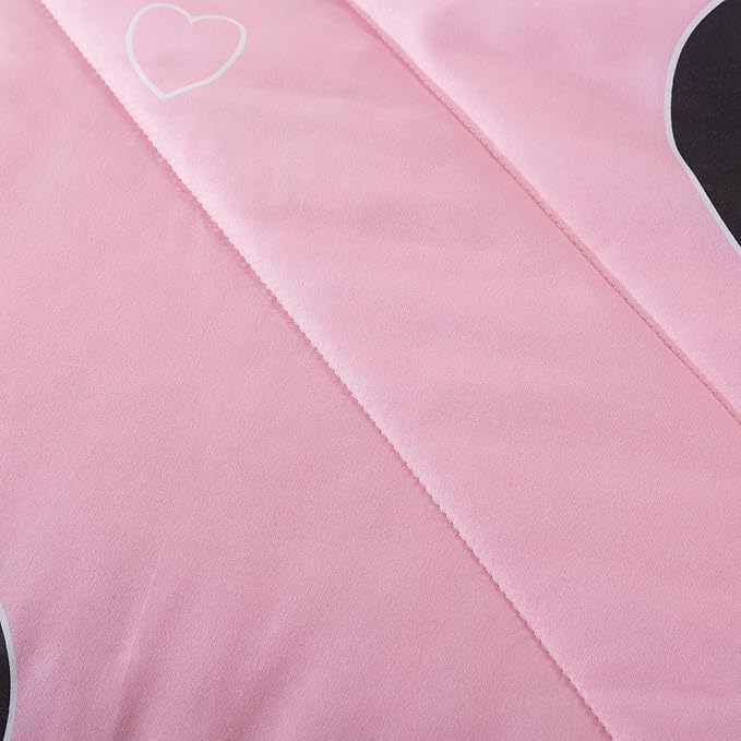 Love Pattern Girls Pink Comforter Set King Size, Blush Pink Cute Love Heart Sexy Comforter Bedding Set for All Seasons, Soft Microfiber 3 Pieces Comforter Set with Pillowcases