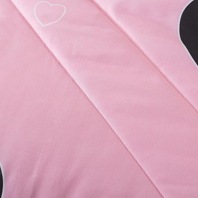 Love Pattern Girls Pink Comforter Set Queen Size, Blush Pink Cute Love Heart Sexy Comforter Bedding Set for All Seasons, Geometric Soft Microfiber 3 Pieces Comforter Set with Pillowcases