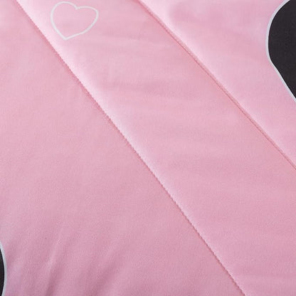Love Pattern Girls Pink Comforter Set Queen Size, Blush Pink Cute Love Heart Sexy Comforter Bedding Set for All Seasons, Geometric Soft Microfiber 3 Pieces Comforter Set with Pillowcases