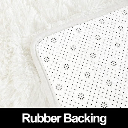 Super Soft Fluffy Shaggy Rugs 4x5.9 Feet for Living Room Bedroom, Fuzzy Plush Area Rugs for Girls Kids Room Nursery Home Decor, Furry Dorm Rug Cute Non-Slip Indoor Floor Carpet, Cream White