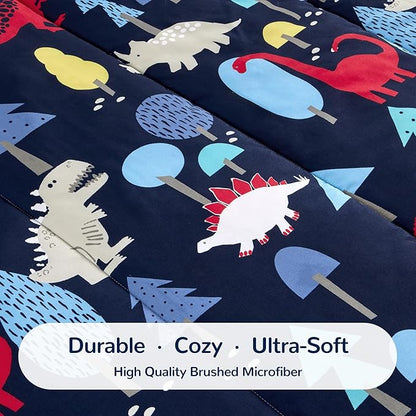SLEEP ZONE Kids Bedding Twin Comforter Set - Cute Printed for Boys, Girls, Teens, Super Soft, Fade Resistant (Dinosaur Land, Twin)