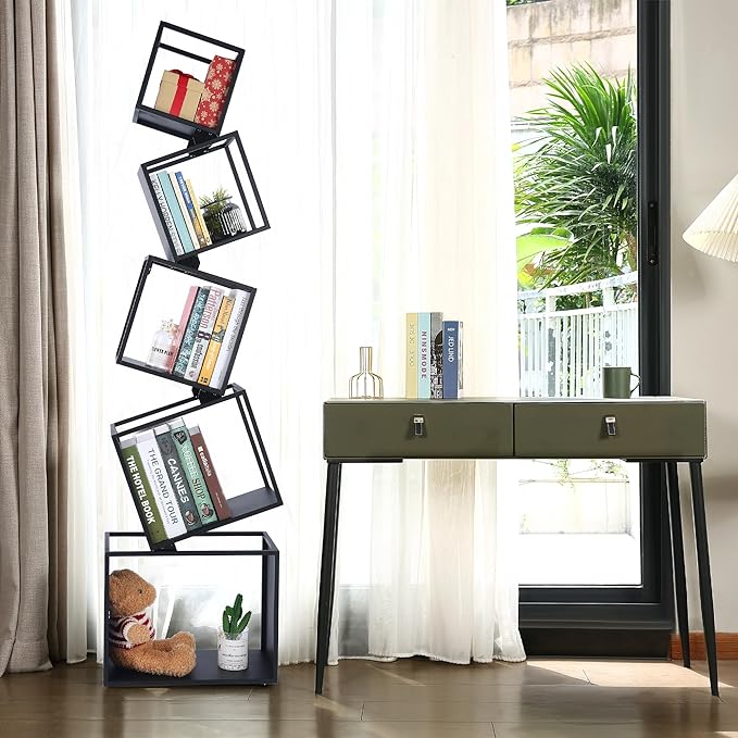 Bookshelf, 5-Tier Bookcase Black, 67" Tall Black Bookshelf, Modern Book Shelf, Storage Shelves for CDs/Books/Home Decor, Display Shelf for Living Room, Bedroom, Study Room, Nursery Room
