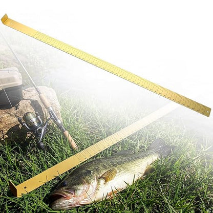 Zonon 1/8" x 2" x 48" Fish Measuring Board Anodized Aluminum Fish Ruler Yellow Corrosion Resistant Boat Measuring Tool for Fishing Competition Fresh and Salt Water