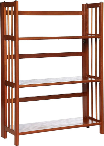 Casual Home 3-Shelf Folding Stackable Bookcase (27.5" Wide)-Mahagony