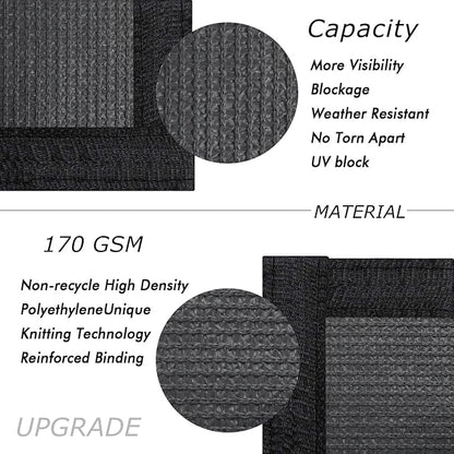 UPGRADE Privacy Fence Screen 5'x45' Dark Grey Outdoor 90% Visibility Blockage 170 GSM Mesh Shade Cover Panels for Backyard,Balcony,Home Decoration with Zip Ties,Customized Avaliable