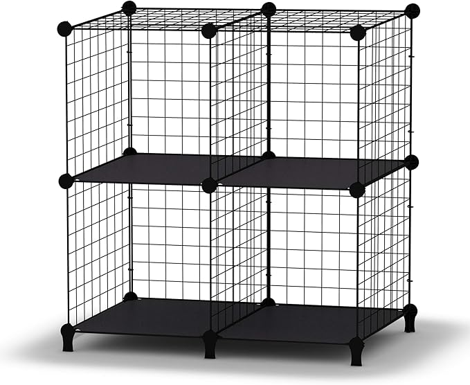 HOMIDEC Wire Cube Storage, Storage Shelves 4 Cube Bookshelf Bookcase Closet Organizer and Storage, Wire Storage Shelves Multi-Use DIY Storage Cube Shelf for Books, Toys, Clothes, Tools