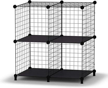 HOMIDEC Wire Cube Storage, Storage Shelves 4 Cube Bookshelf Bookcase Closet Organizer and Storage, Wire Storage Shelves Multi-Use DIY Storage Cube Shelf for Books, Toys, Clothes, Tools