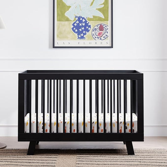 Babyletto Hudson 3-in-1 Convertible Crib with Toddler Bed Conversion Kit in Black, Greenguard Gold Certified