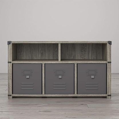 Little Seeds Nova Bedroom Grey Storage Bench, Gray Oak