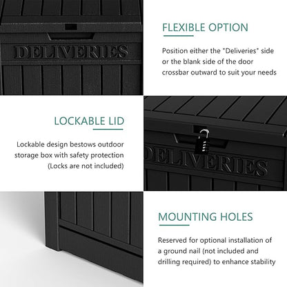 55GAL Black Outdoor Deck Box with Lock - SGS - Certified UV Protection, Weatherproof for All - Season Use, Great for Storing Tools and Small Items, Easy to Assemble