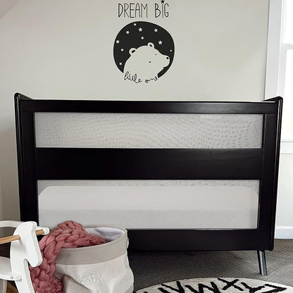 BreathableBaby Breathable Mesh 3-in-1 Convertible Crib (Toddler Bed Kit Sold Separately) — Black — Two Adjustable Mattress Heights — Greenguard Gold Certified