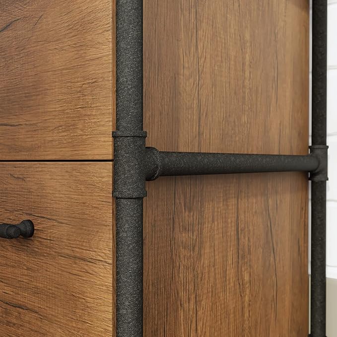 Sauder Iron City Lateral File, L: 31.50" x W: 20.00" x H: 30.00", Checked Oak Finish