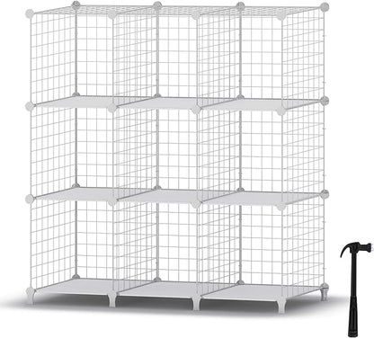 HOMIDEC Wire Cube Storage, Storage Shelves 9 Cube Bookshelf Bookcase Closet Organizer and Storage, Wire Storage Shelves Multi-Use DIY Storage Cube Shelf for Books, Toys, Clothes, Tools