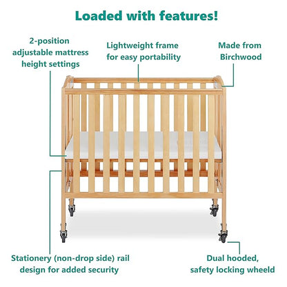 3-in-1 Folding Portable Crib, Natural, Large