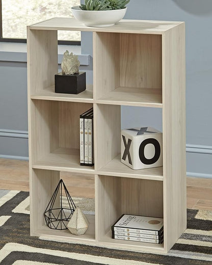 Signature Design by Ashley Socalle Modern 6 Cube Storage Organizer or Bookcase, Whitewash